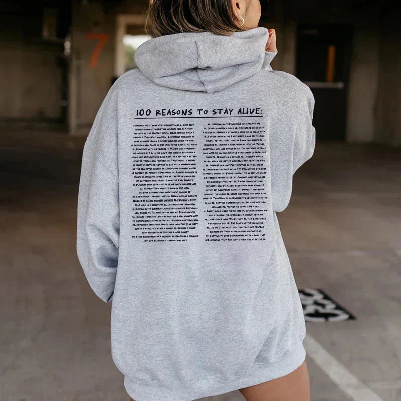 100 Reasons To Stay Alive Hoodie (Keep Going) Shop Monterra 